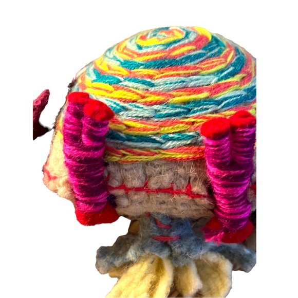 NWOT Wool Owl Folk Art Handmade, Handstitched Artisanal Decor Toy Charming Boho - Picture 11 of 11